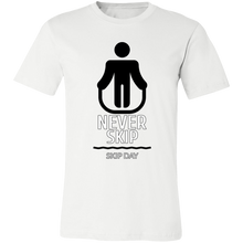 Load image into Gallery viewer, NEVER SKIP LEG DAY T SHIRT funny parody SPOOF LOGO