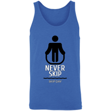Load image into Gallery viewer, NEVER SKIP SKIP DAY TANK TOP funny parody SPOOF LOGO