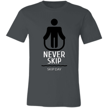 Load image into Gallery viewer, NEVER SKIP LEG DAY T SHIRT funny parody SPOOF LOGO