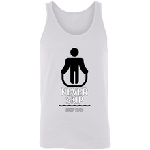 Load image into Gallery viewer, NEVER SKIP LEG DAY TANK TOP funny parody SPOOF LOGO