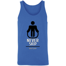 Load image into Gallery viewer, NEVER SKIP SKIP DAY TANK TOP funny parody SPOOF LOGO
