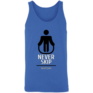 NEVER SKIP SKIP DAY TANK TOP funny parody SPOOF LOGO