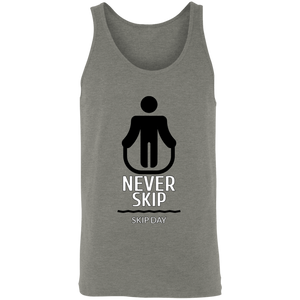 NEVER SKIP LEG DAY TANK TOP funny parody SPOOF LOGO