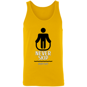 NEVER SKIP SKIP DAY TANK TOP funny parody SPOOF LOGO