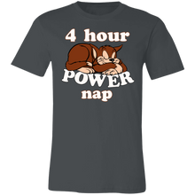Load image into Gallery viewer, FOUR HOUR POWER CAT NAP T SHIRT CARTOON IMAGE
