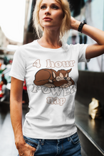 Load image into Gallery viewer, FOUR HOUR POWER CAT NAP T SHIRT GRAPHIC LOGO
